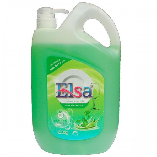 Nước rửa chén bát Elsa 2,1kg tinh chất Bạc Hà